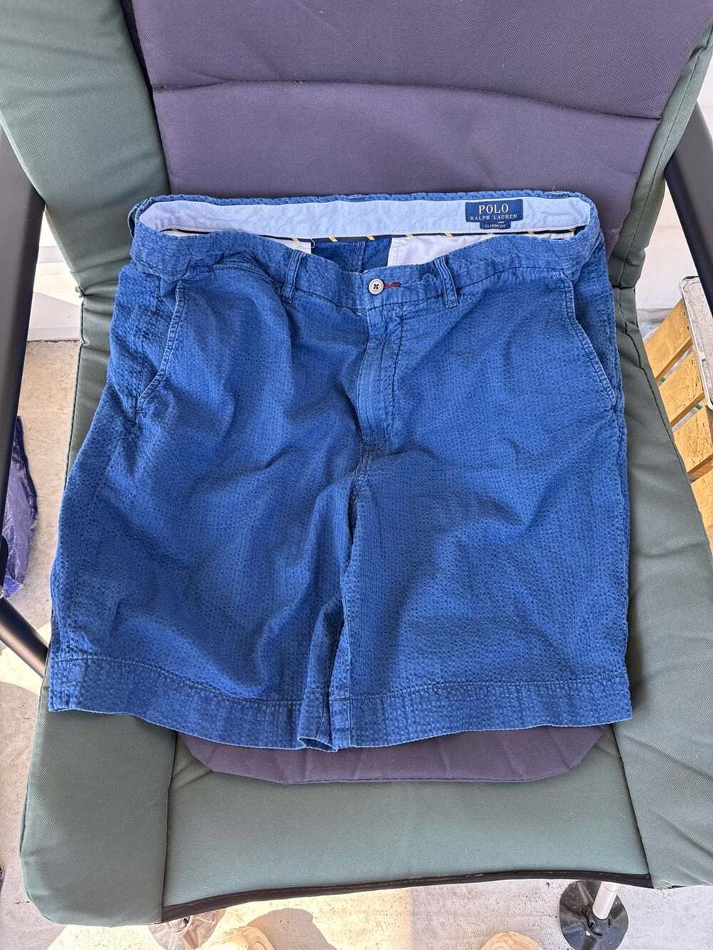 Polo Ralph Lauren Classic Fit Blue Seersucker Shorts Size 35